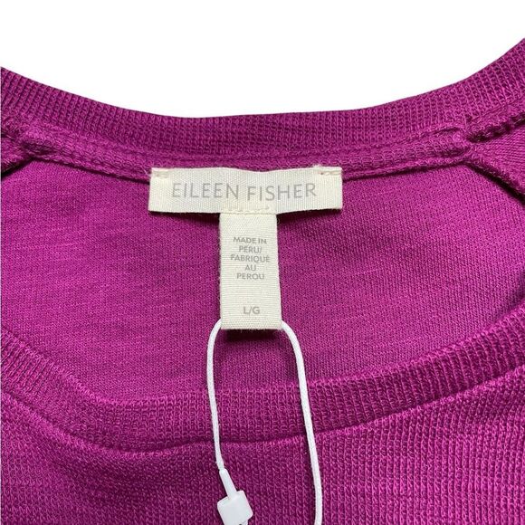 NWT EILEEN FISHER Organic Cotton Slubby Rib Knit Elbow Sleeve Top Large - Picture 5 of 9